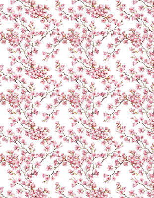 Verdunkelungsrollo mit rosa Blütenblättern und Knospenmotiv