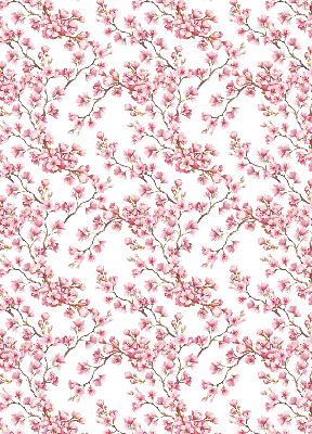 Verdunkelungsrollo mit rosa Blütenblättern und Knospenmotiv