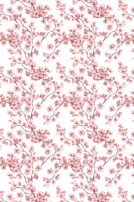 Verdunkelungsrollo mit rosa Blütenblättern und Knospenmotiv