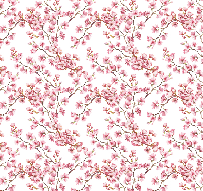 Verdunkelungsrollo mit rosa Blütenblättern und Knospenmotiv
