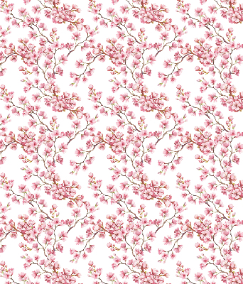 Verdunkelungsrollo mit rosa Blütenblättern und Knospenmotiv