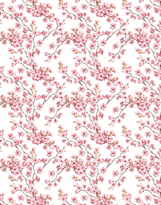 Verdunkelungsrollo mit rosa Blütenblättern und Knospenmotiv