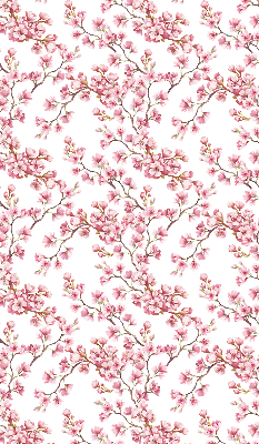 Verdunkelungsrollo mit rosa Blütenblättern und Knospenmotiv