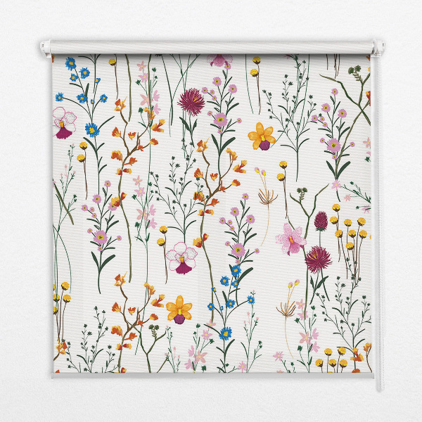 Fenster Rollo mit bunten Blumen