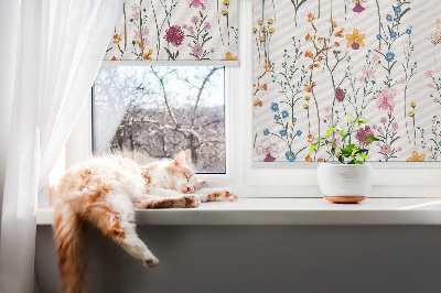 Fenster Rollo mit bunten Blumen