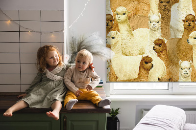 Fenster Rollo mit Motiv einer Alpakaherde