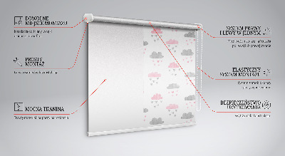 Fenster Rollo in Rosa und Grau mit Wolkenmuster