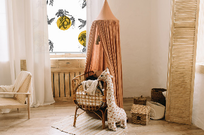 Fenster Rollo mit Früchtemotiv und gelben Kreisen