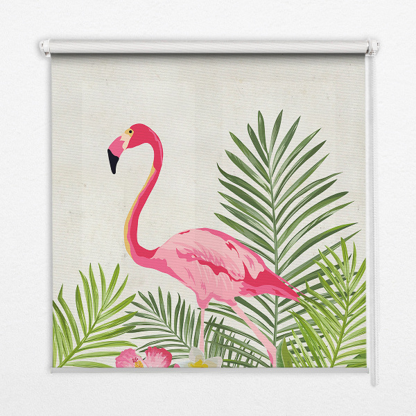 Rollo lichtundurchlässig mit Flamingos und Blättermotiv