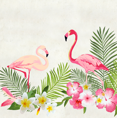 Rollo lichtundurchlässig mit Flamingos und Blättermotiv