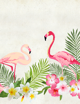 Rollo lichtundurchlässig mit Flamingos und Blättermotiv