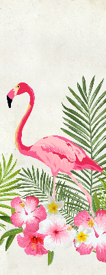 Rollo lichtundurchlässig mit Flamingos und Blättermotiv