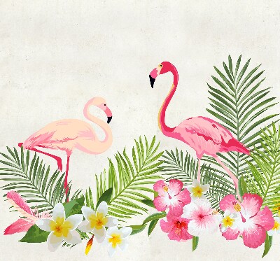 Rollo lichtundurchlässig mit Flamingos und Blättermotiv