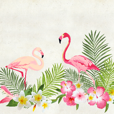 Rollo lichtundurchlässig mit Flamingos und Blättermotiv