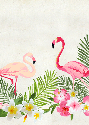 Rollo lichtundurchlässig mit Flamingos und Blättermotiv
