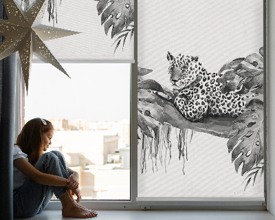 Fenster Rollo mit einem Motiv gezeichneter Geparden auf einem Ast
