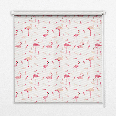 Verdunkelungsrollo mit Motiv aus Flamingos und deren Federn
