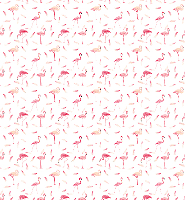 Verdunkelungsrollo mit Motiv aus Flamingos und deren Federn