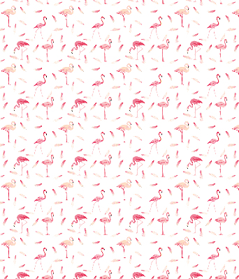 Verdunkelungsrollo mit Motiv aus Flamingos und deren Federn