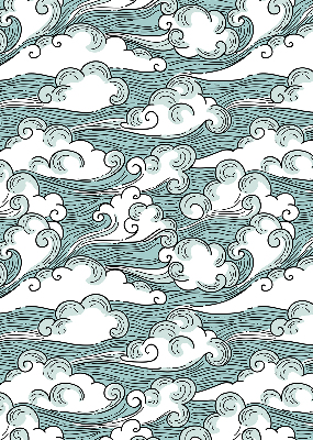Verdunkelungsrollo mit Motiv von Wolken und Wind