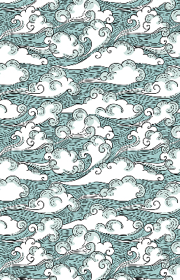 Verdunkelungsrollo mit Motiv von Wolken und Wind