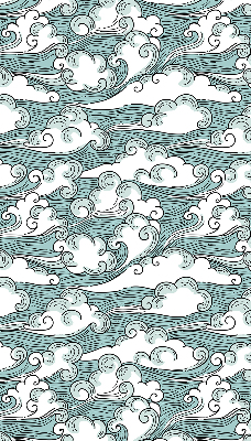 Verdunkelungsrollo mit Motiv von Wolken und Wind