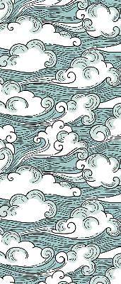 Verdunkelungsrollo mit Motiv von Wolken und Wind