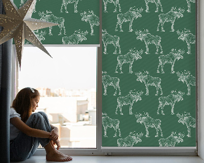 Rollo lichtundurchlässig mit grünem Elchmotiv