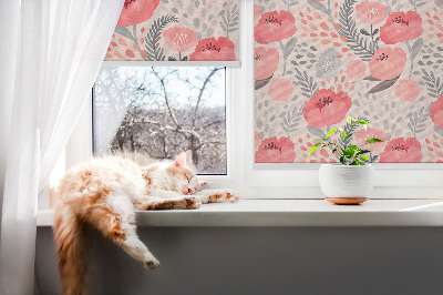 Fenster Rollo mit Mohnmuster