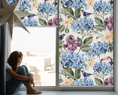 Fenster Rollo mit Tukane- und Blumenmotiv