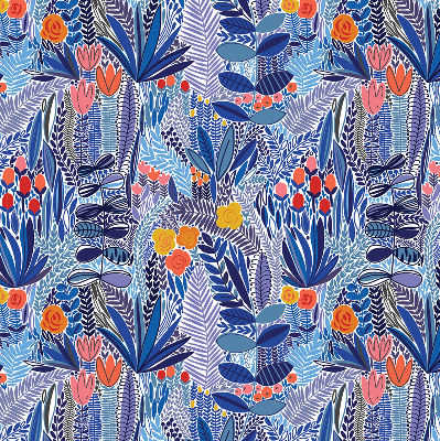 Rollo lichtundurchlässig mit farbenfrohem Pflanzenmuster