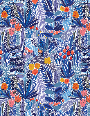 Rollo lichtundurchlässig mit farbenfrohem Pflanzenmuster