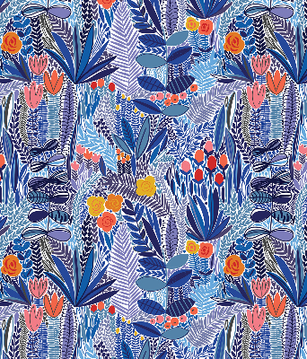 Rollo lichtundurchlässig mit farbenfrohem Pflanzenmuster