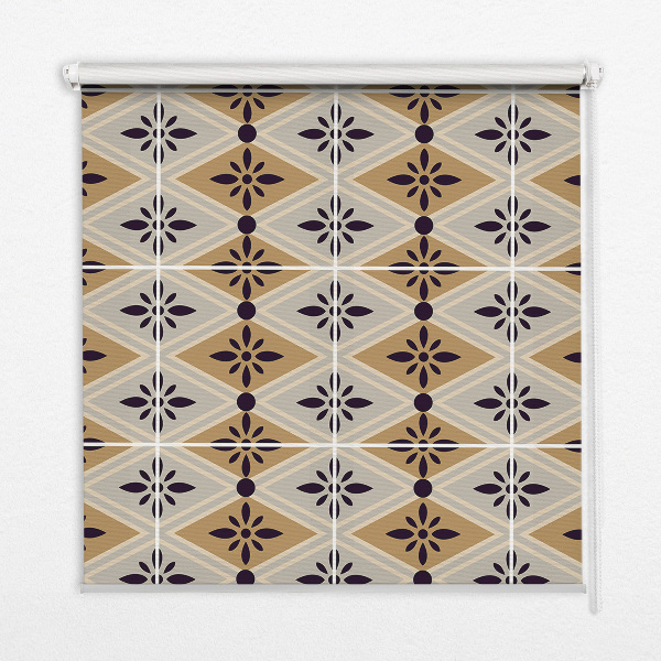 Rollo lichtundurchlässig mit Blumenmuster in Rautendesign