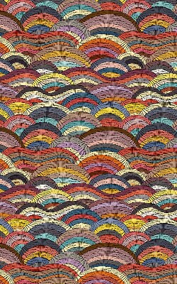 Rollo lichtundurchlässig mit Wellen- und Halbkreis-Muster