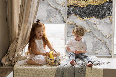 Fenster Rollo mit Motiv in Marmoroptik