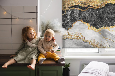 Fenster Rollo mit Motiv in Marmoroptik