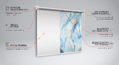 Fenster Rollo in Blau mit Marmoroptik