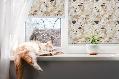 Fenster Rollo in hellgranitem Design