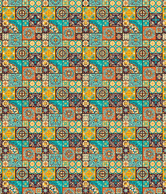 Verdunkelungsrollo mit buntem Mandala-Motiv