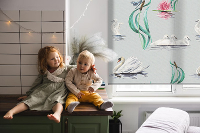 Fenster Rollo mit Motiv aus Schwänen und Enten