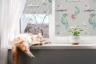 Fenster Rollo mit Motiv aus Schwänen und Enten