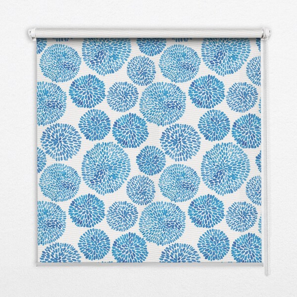 Verdunkelungsrollo mit blauem Blütenblattkreis-Muster