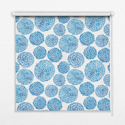 Verdunkelungsrollo mit blauem Blütenblattkreis-Muster