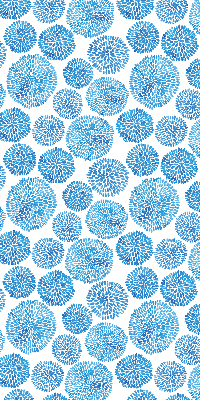 Verdunkelungsrollo mit blauem Blütenblattkreis-Muster