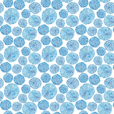 Verdunkelungsrollo mit blauem Blütenblattkreis-Muster