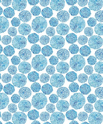 Verdunkelungsrollo mit blauem Blütenblattkreis-Muster