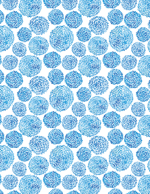 Verdunkelungsrollo mit blauem Blütenblattkreis-Muster