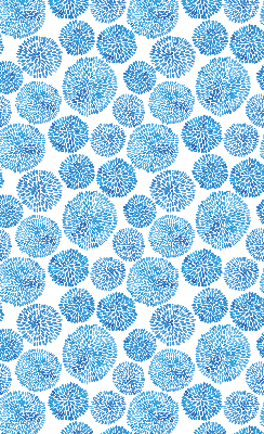Verdunkelungsrollo mit blauem Blütenblattkreis-Muster