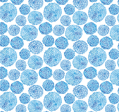 Verdunkelungsrollo mit blauem Blütenblattkreis-Muster
